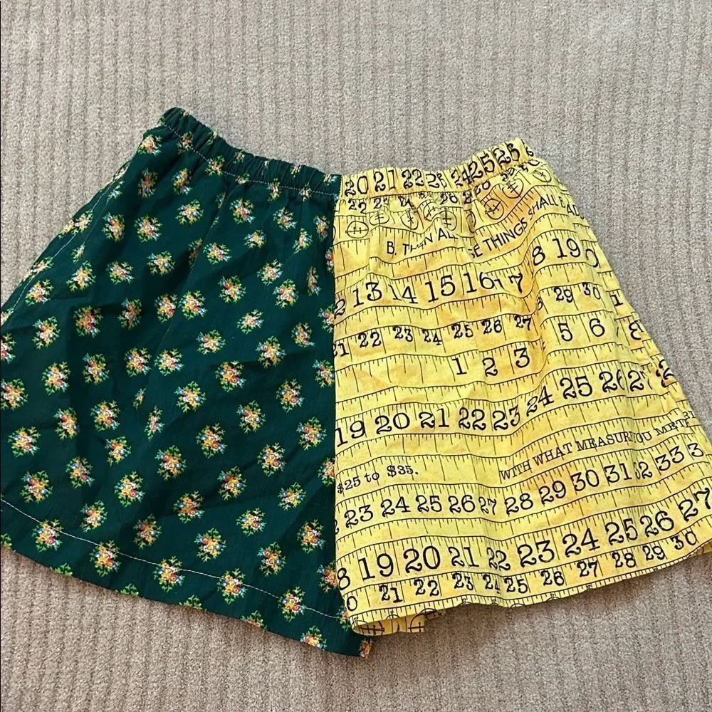 Kiki42 upcycled shorts, handmade Floral and Number Print shorts medium